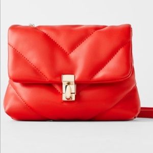 NWOT Zara red quilted mini crossbody bag